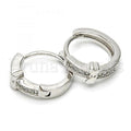 Sterling Silver 02.174.0046.15 Huggie Hoop, with White Micro Pave, Polished Finish, Rhodium Tone