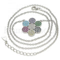 Sterling Silver 04.336.0223.16 Fancy Necklace, with Multicolor Cubic Zirconia, Polished Finish, Rhodium Tone