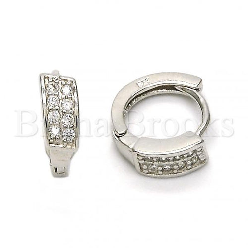 Bruna Brooks Sterling Silver 02.175.0093.15 Huggie Hoop, with White Cubic Zirconia, Polished Finish, Rhodium Tone