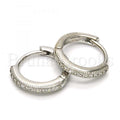 Sterling Silver 02.175.0065.15 Huggie Hoop, with White Micro Pave, Polished Finish, Rhodium Tone