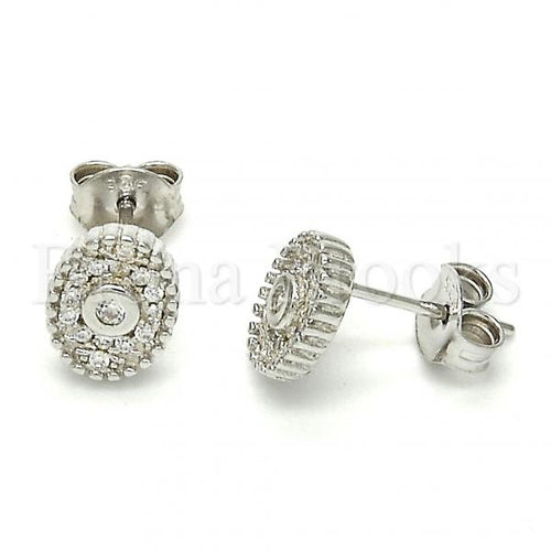 Bruna Brooks Sterling Silver 02.186.0029 Stud Earring, with White Cubic Zirconia and White Crystal, Polished Finish, Rhodium Tone