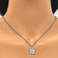 Sterling Silver 04.336.0066.16 Fancy Necklace, Turtle Design, with White Micro Pave, Polished Finish, Rhodium Tone