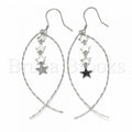 Bruna Brooks Sterling Silver 02.367.0002 Long Earring, Star Design, Polished Finish, Rhodium Tone