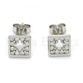 Sterling Silver 02.186.0030 Stud Earring, with White Cubic Zirconia, Polished Finish, Rhodium Tone