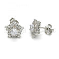 Bruna Brooks Sterling Silver 02.285.0032 Stud Earring, Star Design, with White Cubic Zirconia, Polished Finish, Rhodium Tone