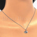 Sterling Silver Fancy Necklace, Rhodium Tone