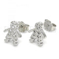Sterling Silver 02.336.0033 Stud Earring, Little Boy Design, with White Crystal, Polished Finish, Rhodium Tone
