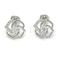 Sterling Silver 02.285.0014 Stud Earring, with White Cubic Zirconia and White Micro Pave, Polished Finish, Rhodium Tone