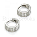 Sterling Silver 02.175.0078.15 Huggie Hoop, with White Micro Pave, Polished Finish, Rhodium Tone