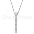 Bruna Brooks Sterling Silver 04.336.0006.16 Fancy Necklace, with White Crystal, Polished Finish, Rhodium Tone