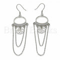 Bruna Brooks Sterling Silver 02.367.0019 Long Earring, Flower Design, with White Cubic Zirconia, Polished Finish, Rhodium Tone