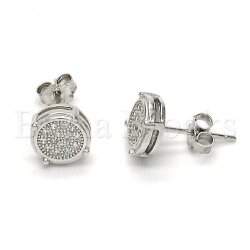 Bruna Brooks Sterling Silver 02.290.0012 Stud Earring, with White Micro Pave, Polished Finish, Rhodium Tone