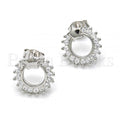 Sterling Silver 02.285.0005 Stud Earring, Star Design, with White Cubic Zirconia, Polished Finish, Rhodium Tone