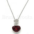 Rhodium Plated Fancy Necklace, Heart Design, with Swarovski Crystals, Rhodium Tone