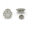 Sterling Silver 02.285.0004 Stud Earring, Flower Design, with White Cubic Zirconia, Polished Finish, Rhodium Tone