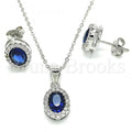 Sterling Silver Earring and Pendant Adult Set, with Cubic Zirconia and Crystal, Rhodium Tone