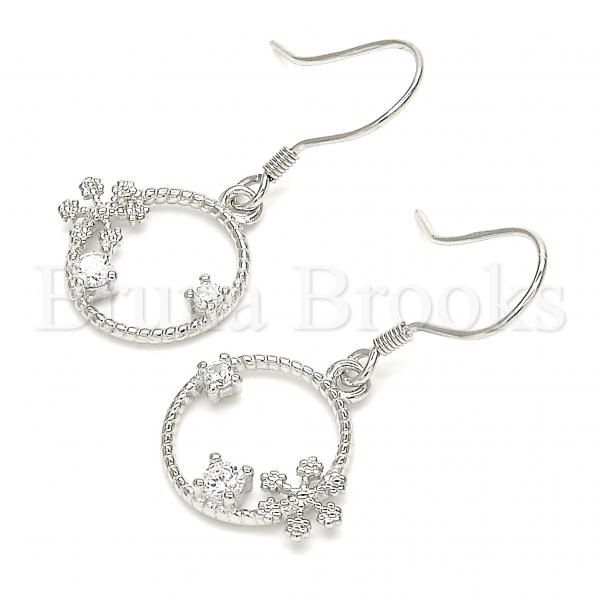 Sterling Silver 02.366.0013 Dangle Earring, with White Cubic Zirconia, Polished Finish, Rhodium Tone