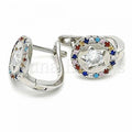 Sterling Silver 02.186.0193.12 Huggie Hoop, with White Cubic Zirconia and Multicolor Crystal, Polished Finish, Rhodium Tone
