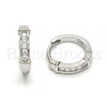 Bruna Brooks Sterling Silver 02.291.0006.15 Huggie Hoop, with White Cubic Zirconia, Polished Finish, Rhodium Tone