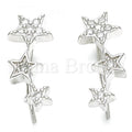 Sterling Silver 02.369.0031 Stud Earring, Star Design, with White Cubic Zirconia, Polished Finish, Rhodium Tone