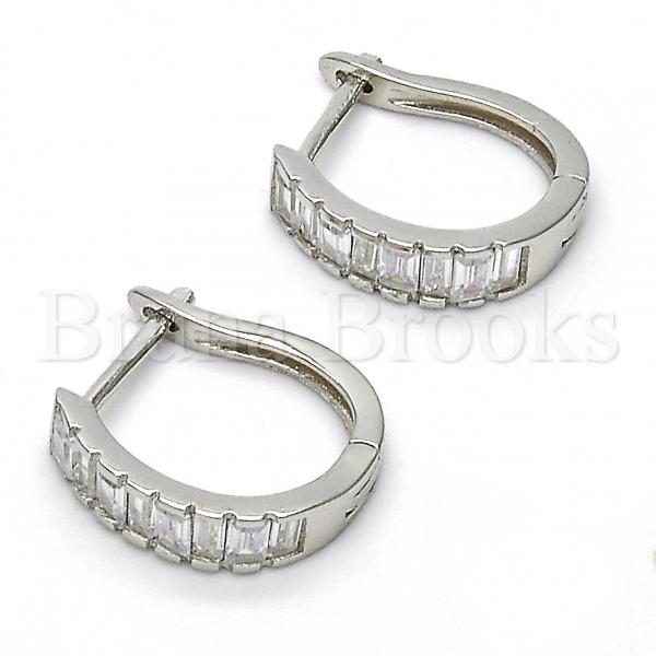 Sterling Silver 02.286.0007.15 Huggie Hoop, with White Cubic Zirconia, Polished Finish, Rhodium Tone