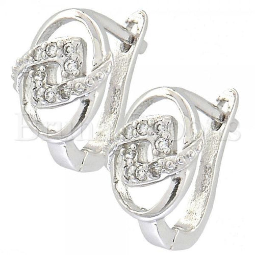Bruna Brooks Sterling Silver 02.176.0024 Huggie Hoop, with White Cubic Zirconia, Polished Finish, Rhodium Tone