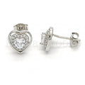 Bruna Brooks Sterling Silver 02.285.0076 Stud Earring, Heart Design, with White Cubic Zirconia, Polished Finish,