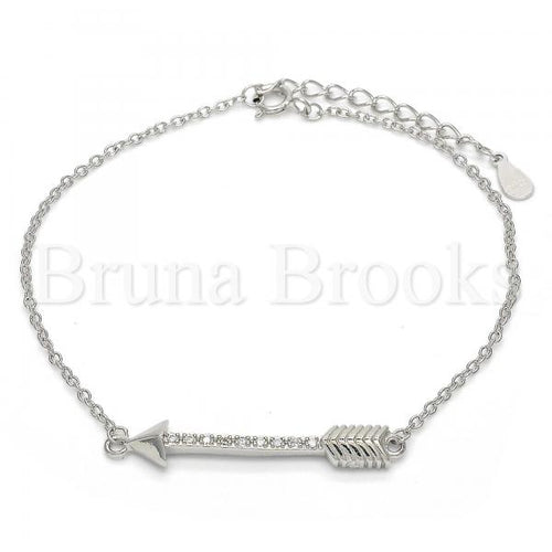 Bruna Brooks Sterling Silver 03.336.0011.07 Fancy Bracelet, with White Micro Pave, Polished Finish, Rhodium Tone