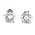 Sterling Silver 02.285.0027 Stud Earring, Star and Heart Design, with White Cubic Zirconia, Polished Finish, Rhodium Tone