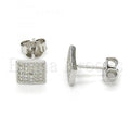 Bruna Brooks Sterling Silver 02.186.0033 Stud Earring, with White Micro Pave, Polished Finish, Rhodium Tone