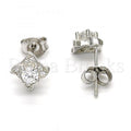 Sterling Silver 02.186.0026 Stud Earring, with White Cubic Zirconia and White Micro Pave, Polished Finish, Rhodium Tone