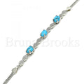 Sterling Silver 03.286.0025.07 Fancy Bracelet, with Turquoise Cubic Zirconia and White Micro Pave, Polished Finish, Rhodium Tone