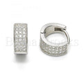 Bruna Brooks Sterling Silver 02.175.0078.15 Huggie Hoop, with White Micro Pave, Polished Finish, Rhodium Tone