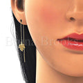 Sterling Silver 02.366.0008.1 Threader Earring, Leaf Design, Polished Finish, Golden Tone