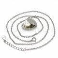 Sterling Silver 04.336.0129.16 Fancy Necklace, Shell Design, with White Micro Pave and Ivory Pearl, Polished Finish, Rhodium Tone