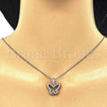 Sterling Silver 04.336.0106.16 Fancy Necklace, Butterfly Design, with White Crystal, Polished Finish, Tri Tone