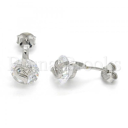 Bruna Brooks Sterling Silver 02.186.0111 Stud Earring, with White Cubic Zirconia, Polished Finish, Rhodium Tone