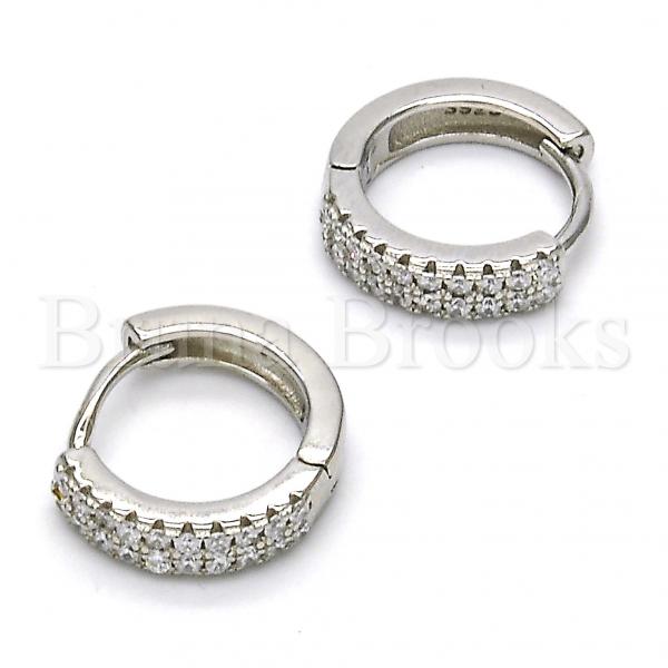 Sterling Silver 02.175.0071.15 Huggie Hoop, with White Crystal, Polished Finish, Rhodium Tone