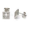 Bruna Brooks Sterling Silver 02.186.0030 Stud Earring, with White Cubic Zirconia, Polished Finish, Rhodium Tone