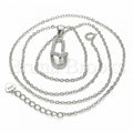 Sterling Silver 04.290.0001.18 Fancy Necklace, House Design, with White Cubic Zirconia, Polished Finish, Rhodium Tone