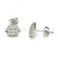 Bruna Brooks Sterling Silver 02.285.0022 Stud Earring, with White Cubic Zirconia, Polished Finish, Rhodium Tone