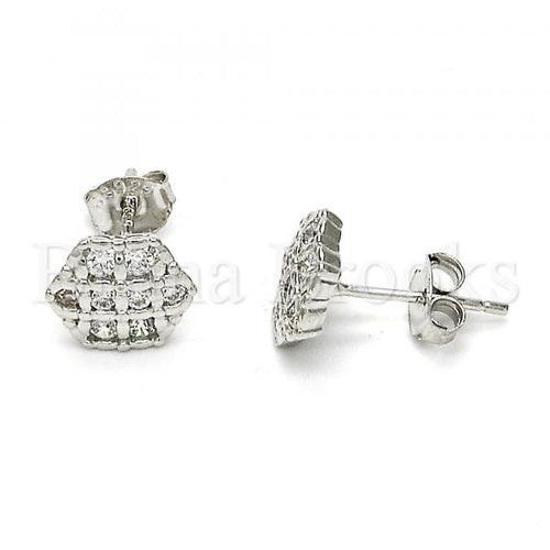 Bruna Brooks Sterling Silver 02.285.0022 Stud Earring, with White Cubic Zirconia, Polished Finish, Rhodium Tone