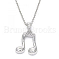Sterling Silver 05.336.0018 Fancy Pendant, Music Note Design, with White Crystal, Polished Finish, Rhodium Tone