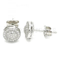 Sterling Silver Stud Earring, with Micro Pave, Rhodium Tone