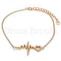 Sterling Silver Fancy Bracelet, Heart Design, with Crystal, Rhodium Tone
