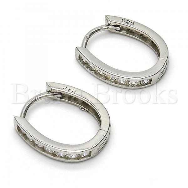 Sterling Silver 02.286.0015.15 Huggie Hoop, with White Cubic Zirconia, Polished Finish, Rhodium Tone